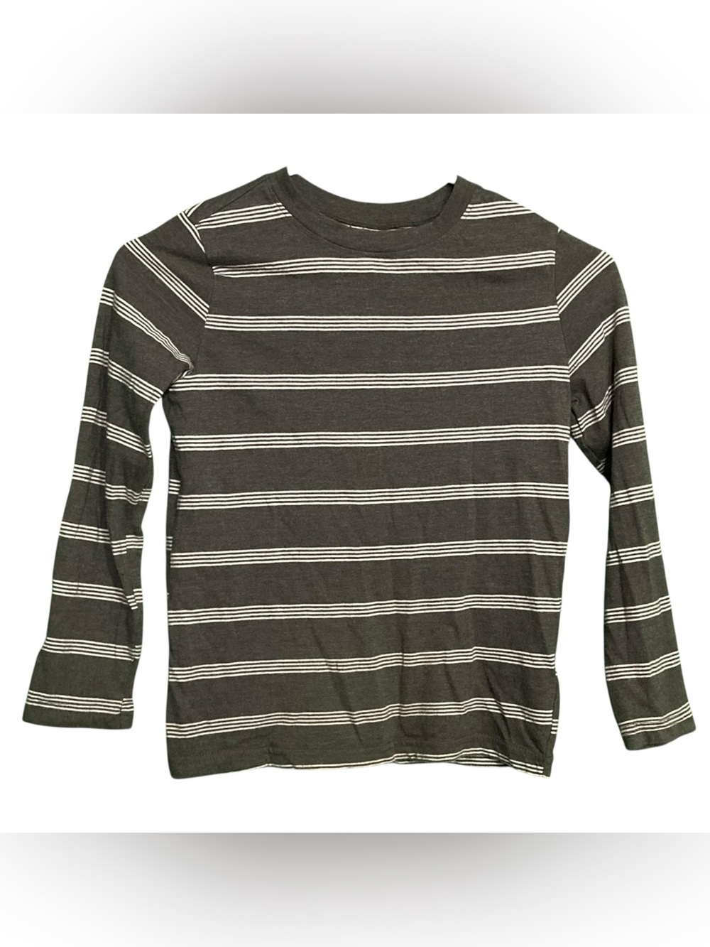 Boy’s Jumping Beans Grey & White Striped Long Sleeve T-shirt - Size 7